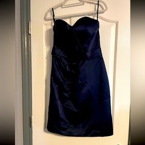Blue Satin Formal Mini Dress